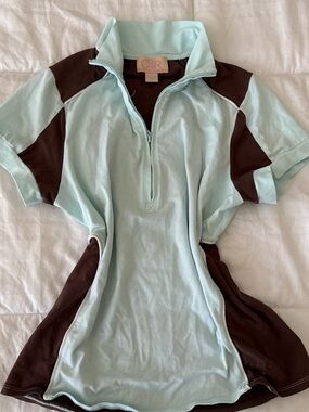 Mint and Chocolate Half-Zip Sport Top